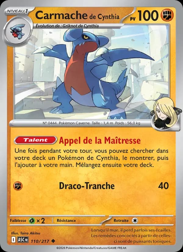 Carte Pokémon Carmache de Cynthia 110