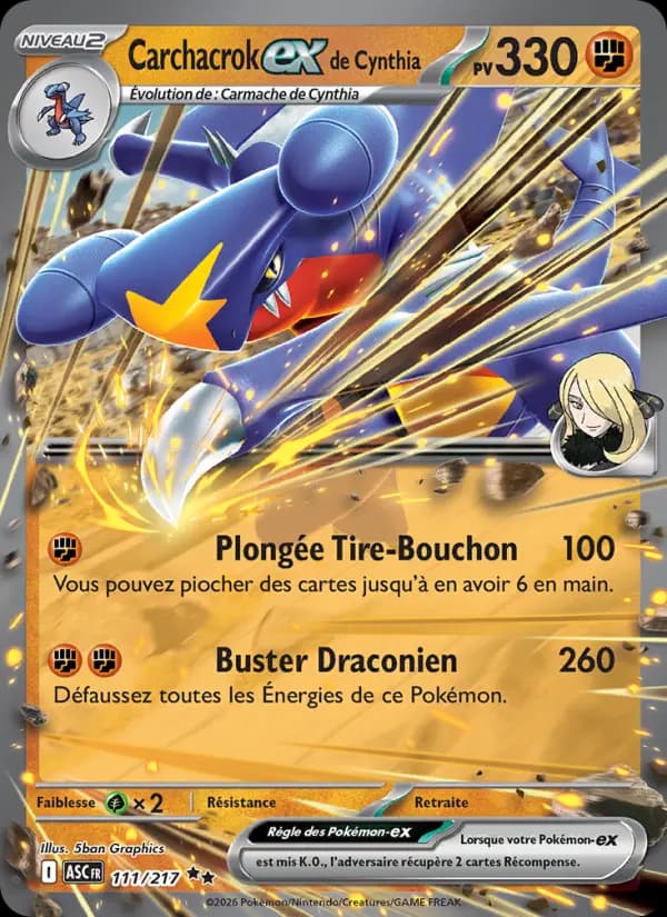 Carte Pokémon Carchacrok ex de Cynthia 111
