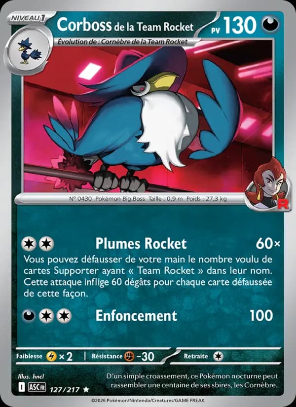 Carte Pokémon Corboss de la Team Rocket 127