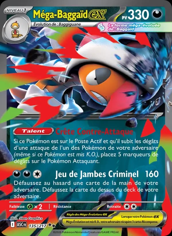 Carte Pokémon Méga-Baggaïd ex 135