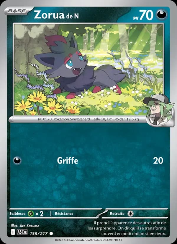 Carte Pokémon Zorua de N 136