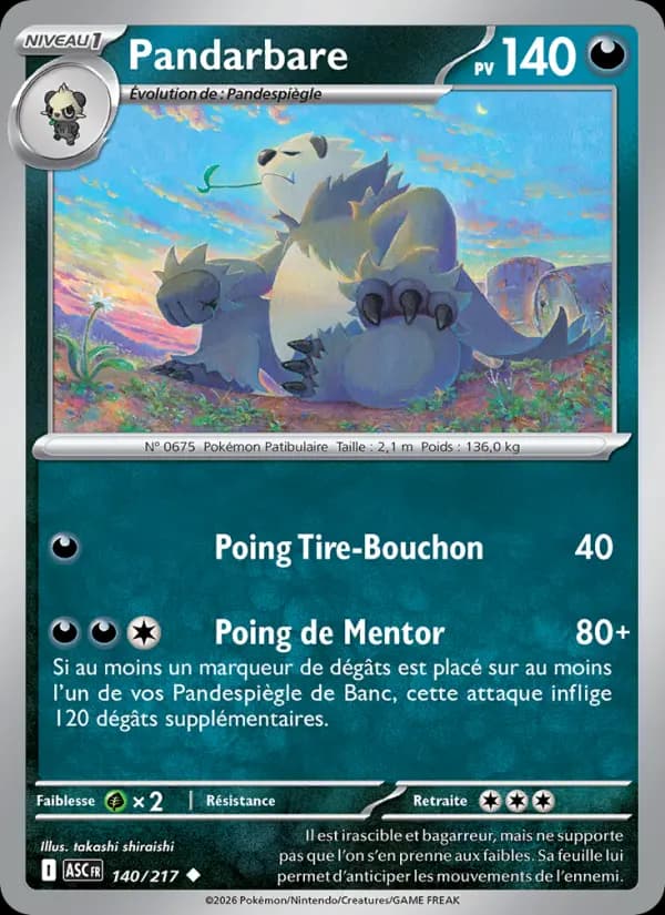 Carte Pokémon Pandarbare 140