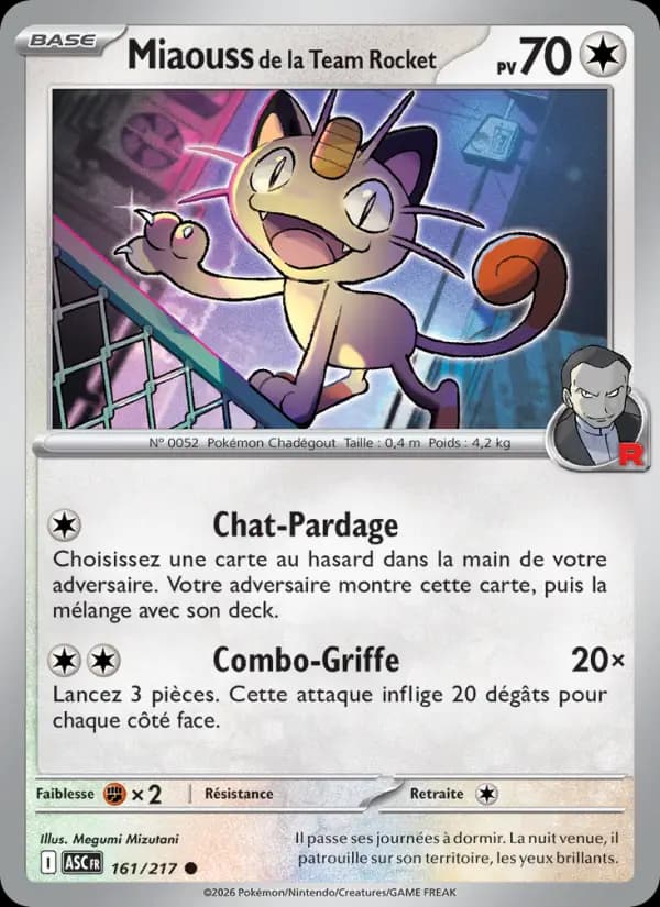 Carte Pokémon Miaouss de la Team Rocket 161
