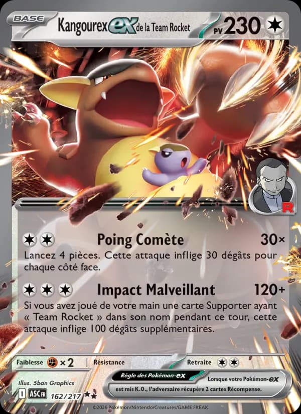 Carte Pokémon Kangourex ex de la Team Rocket 162
