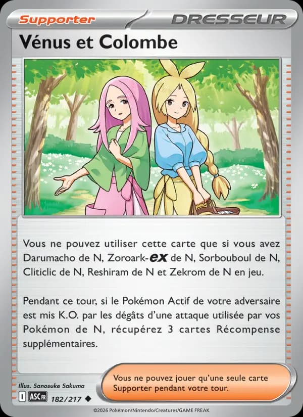 Carte Pokémon Vénus et Colombe 182