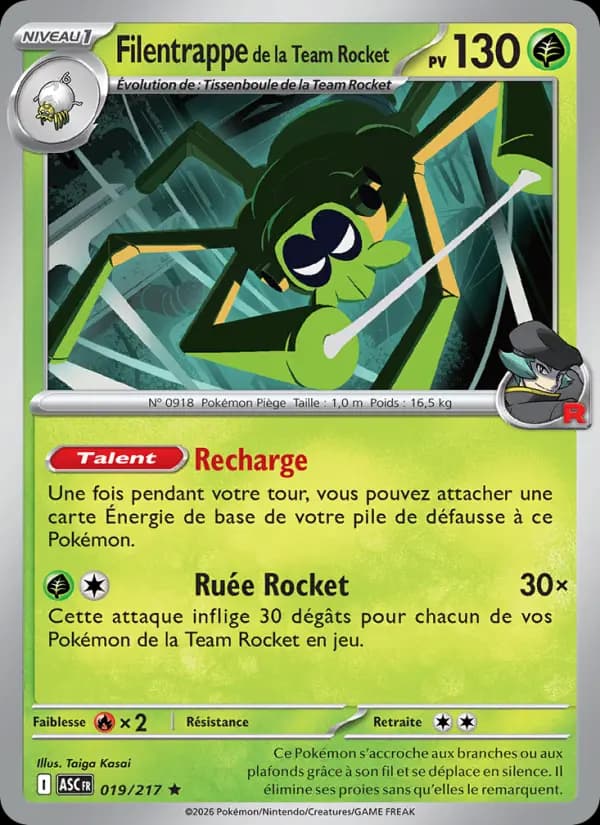 Carte Pokémon Filentrappe de la Team Rocket 19