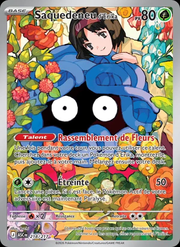 Carte Pokémon Saquedeneu d'Erika 218 — Héros Transcendants