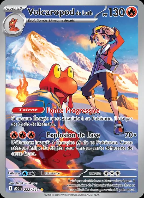 Carte Pokémon Volcaropod de Luth 222 — Héros Transcendants