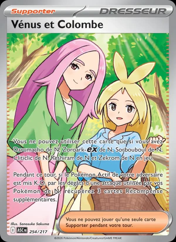 Carte Pokémon Vénus et Colombe 254