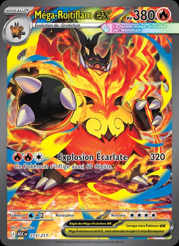 Carte Pokémon Méga-Roitiflam ex 273 — Héros Transcendants