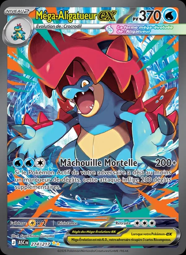 Carte Pokémon Méga-Aligatueur ex 274 — Héros Transcendants