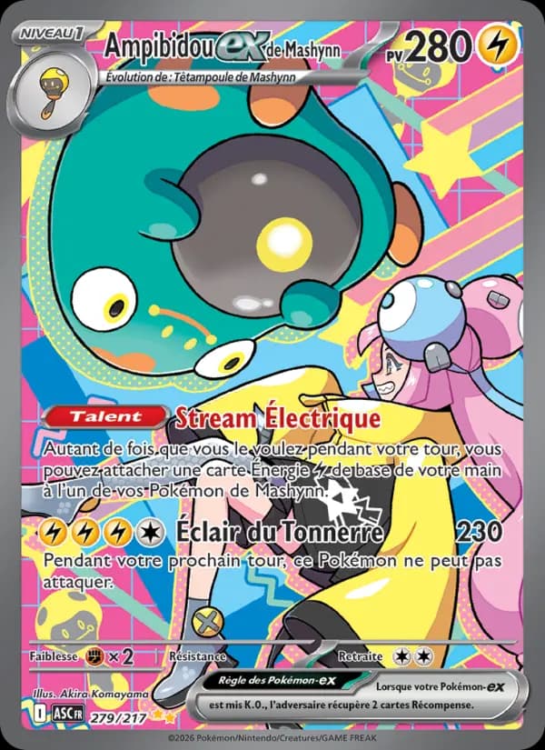 Carte Pokémon Ampibidou ex de Mashynn 279 — Héros Transcendants