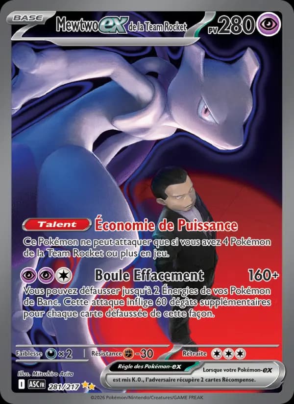 Carte Pokémon Mewtwo ex de la Team Rocket 281 — Héros Transcendants