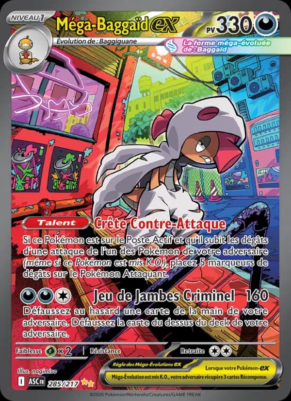 Carte Pokémon Méga-Baggaïd ex 285 — Héros Transcendants