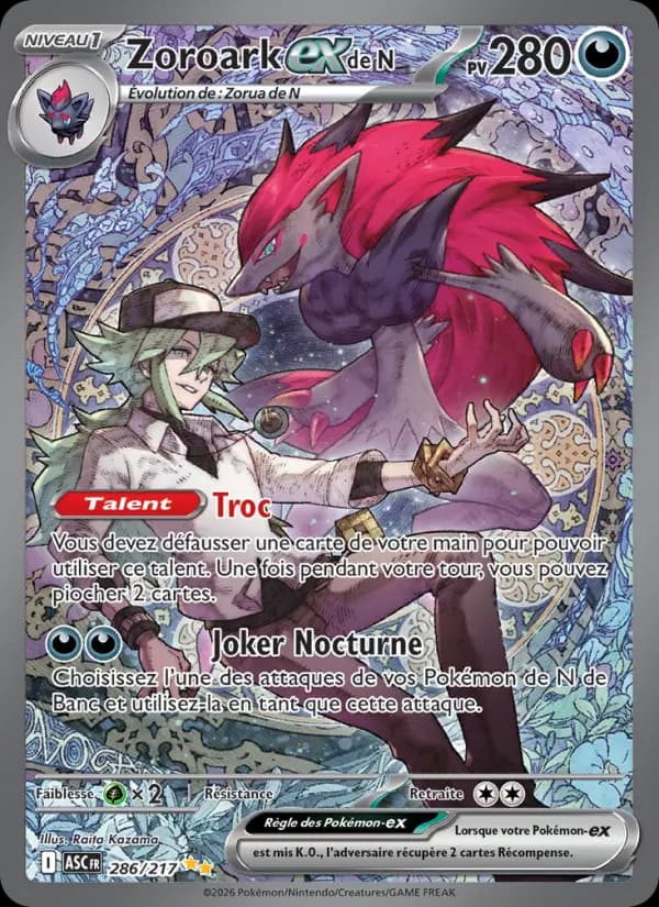 Carte Pokémon Zoroark ex de N 286 — Héros Transcendants