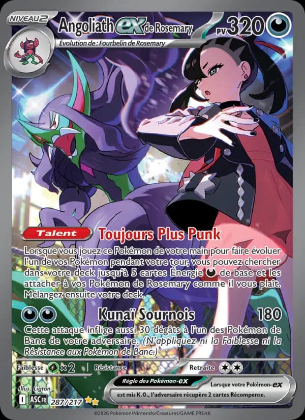 Carte Pokémon Angoliath ex de Rosemary 287 — Héros Transcendants