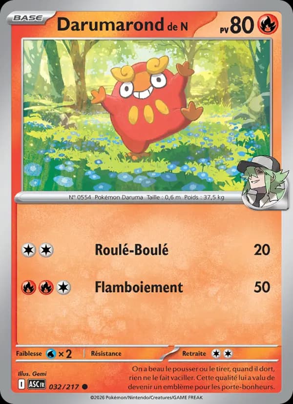 Carte Pokémon Darumarond de N 32