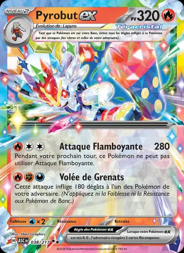 Carte Pokémon Pyrobut ex 38