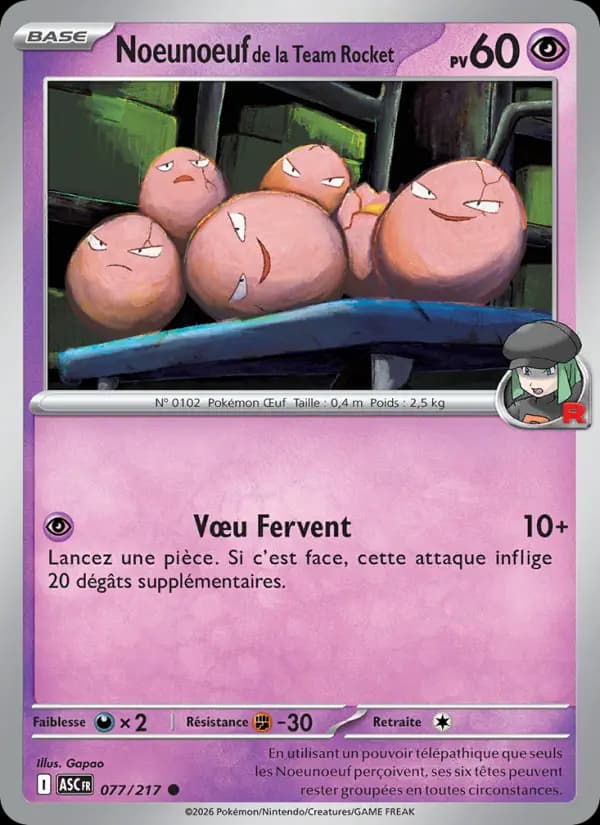 Carte Pokémon Noeunoeuf de la Team Rocket 77
