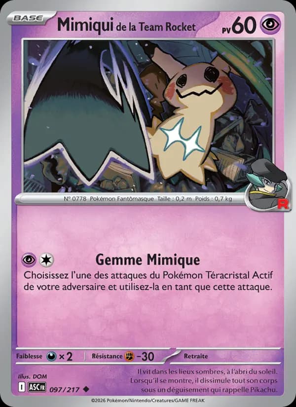 Carte Pokémon Mimiqui de la Team Rocket 97