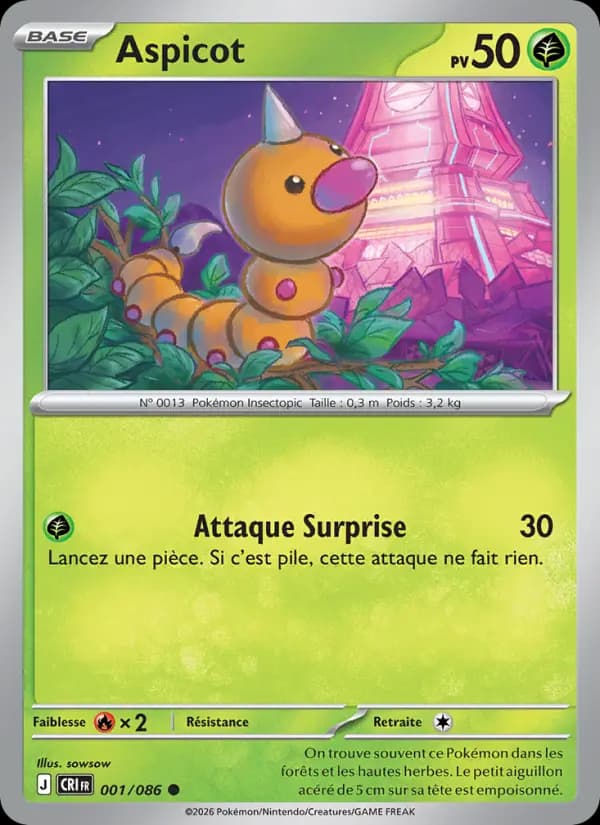 Carte Pokémon Aspicot 001/086