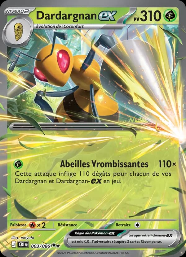 Carte Pokémon Dardargnan ex 003/086