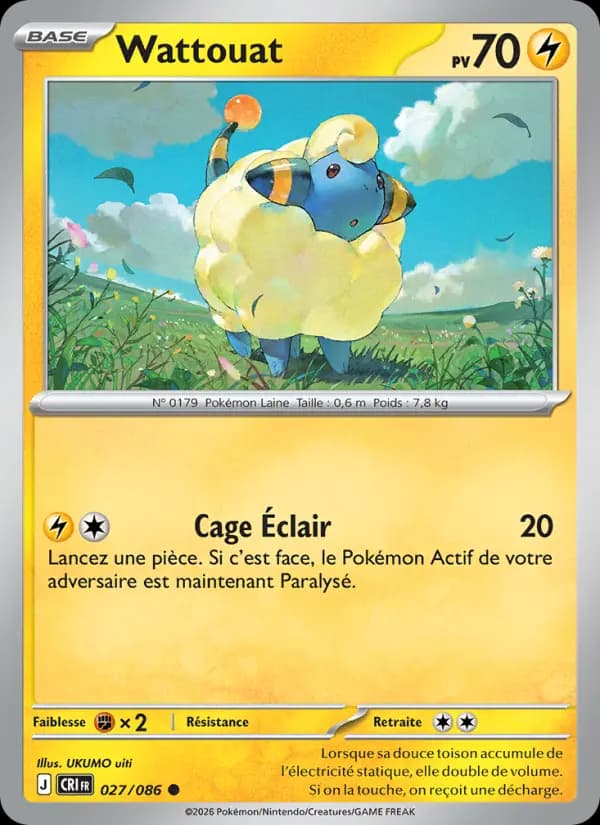 Carte Pokémon Wattouat 027/086