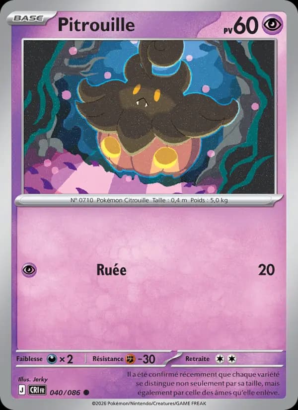 Carte Pokémon Pitrouille 040/086