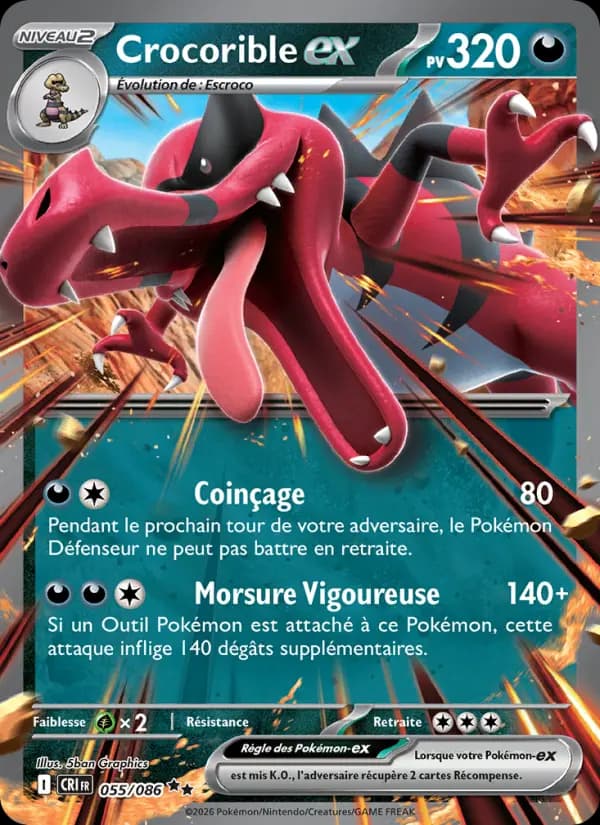 Carte Pokémon Crocorible ex 055/086