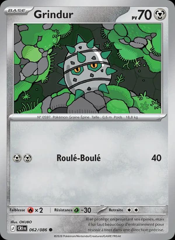 Carte Pokémon Grindur 062/086