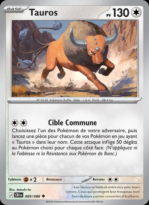 Carte Pokémon Tauros 069/086