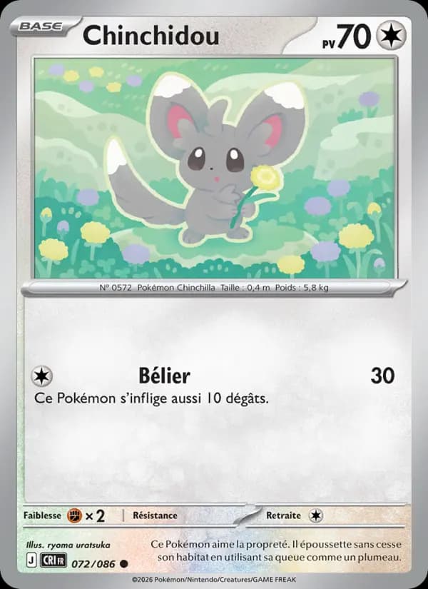 Carte Pokémon Chinchidou 072/086