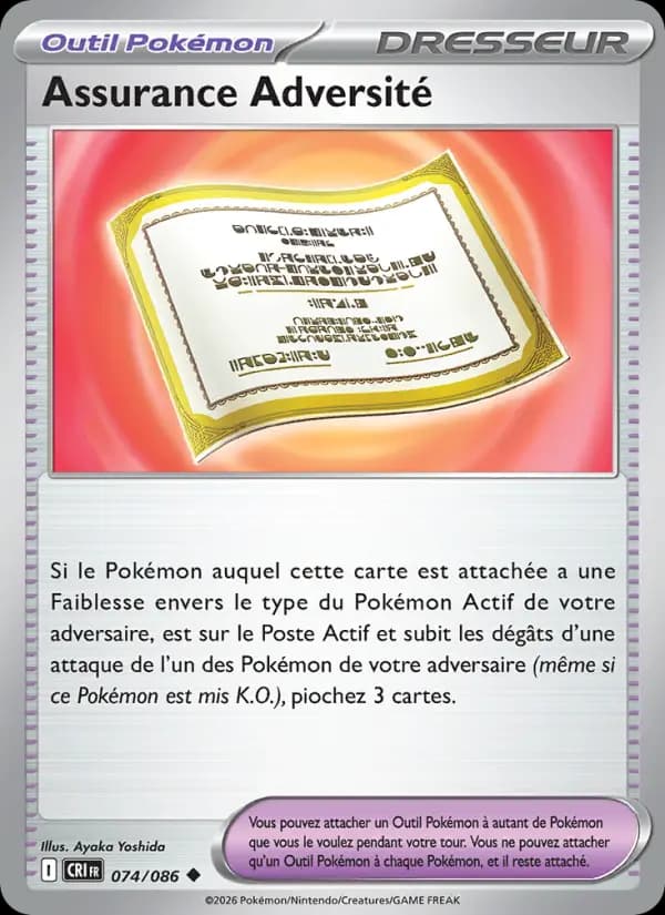 Carte Pokémon Assurance Adversité 074/086