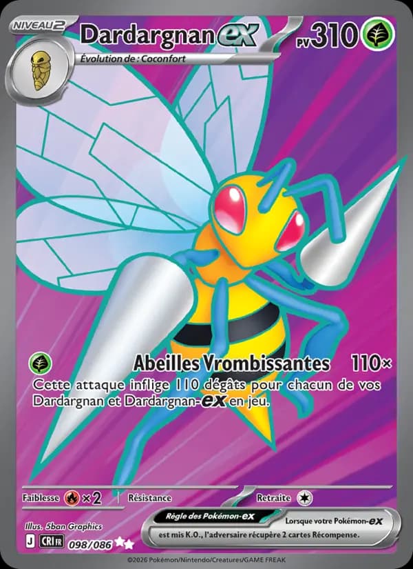 Carte Pokémon Dardargnan ex 098/086