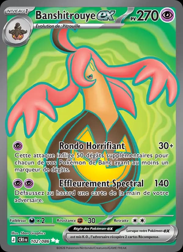 Carte Pokémon Banshitrouye ex 102/086