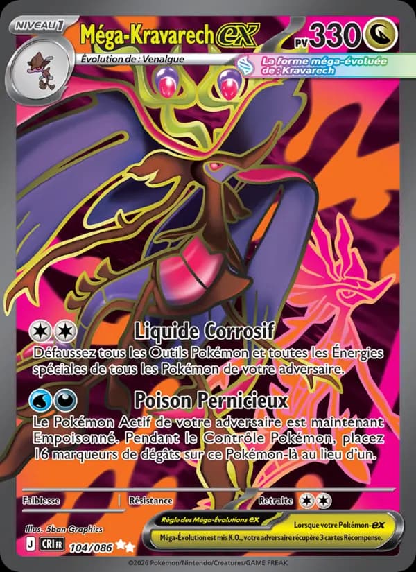 Carte Pokémon Méga-Kravarech ex 104/086