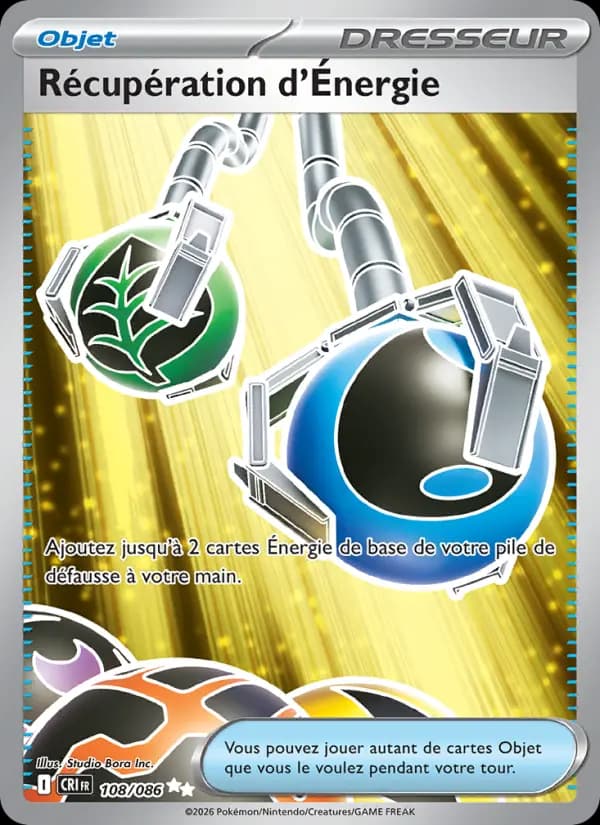 Carte Pokémon Récupération d'Énergie 108/086