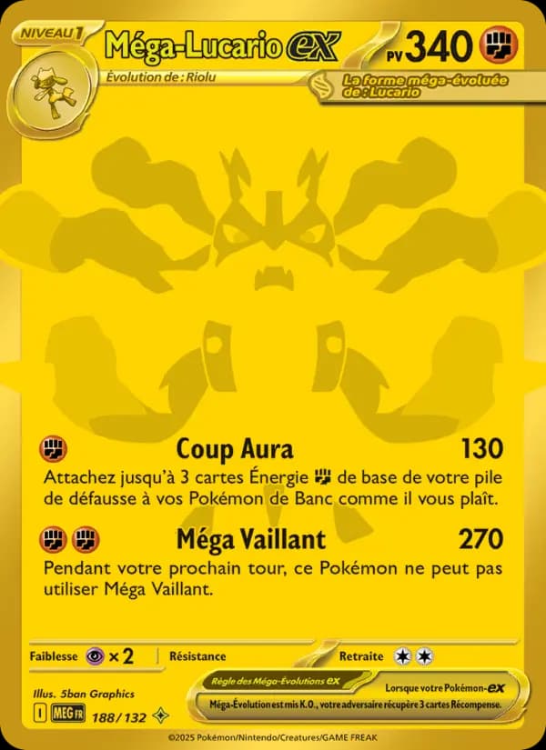 Carte Pokémon Méga-Lucario ex 188 — Méga-Évolution