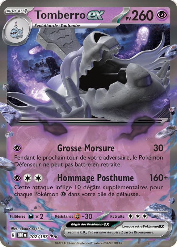 Carte Pokémon Tomberro ex 102