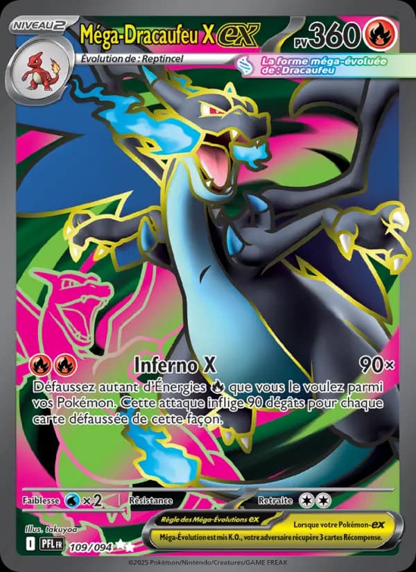 Carte Pokémon Méga-Dracaufeu X ex 109 — Flammes Fantasmagoriques