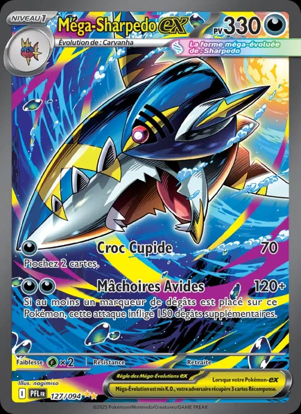 Carte Pokémon Méga-Sharpedo ex 127 — Flammes Fantasmagoriques