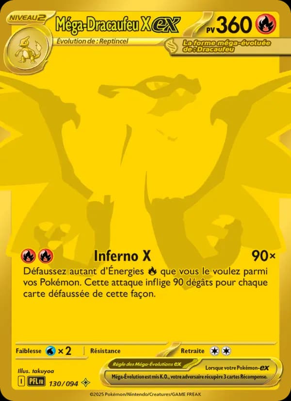 Carte Pokémon Méga-Dracaufeu X ex 130 — Flammes Fantasmagoriques
