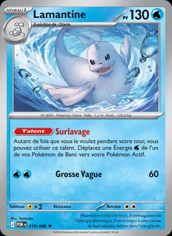 Carte Pokémon Lamantine 019/088