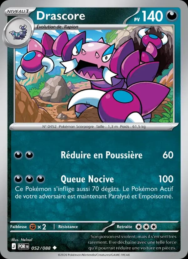 Carte Pokémon Drascore 052/088