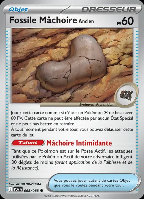 Carte Pokémon Fossile Mâchoire Ancien 068/088
