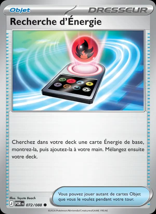 Carte Pokémon Recherche d'Énergie 072/088