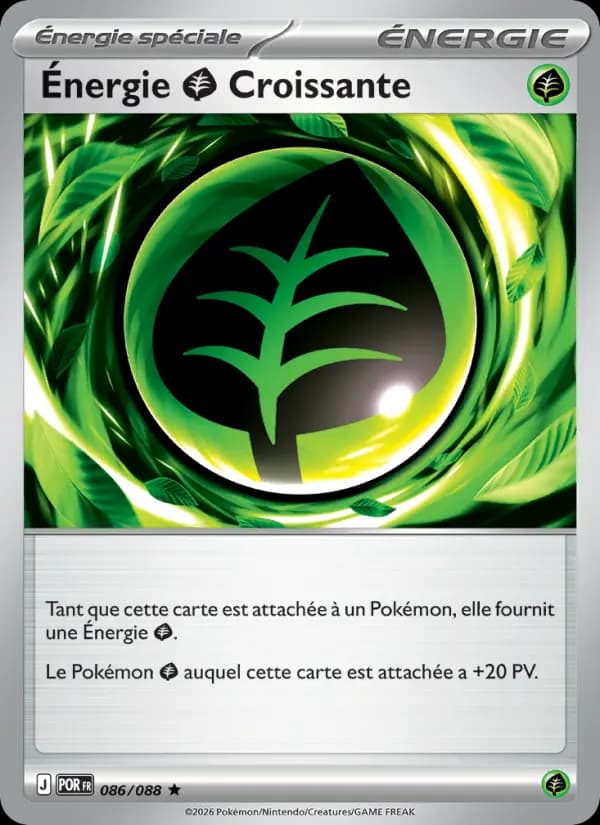 Carte Pokémon Énergie Plante Croissante 086/088