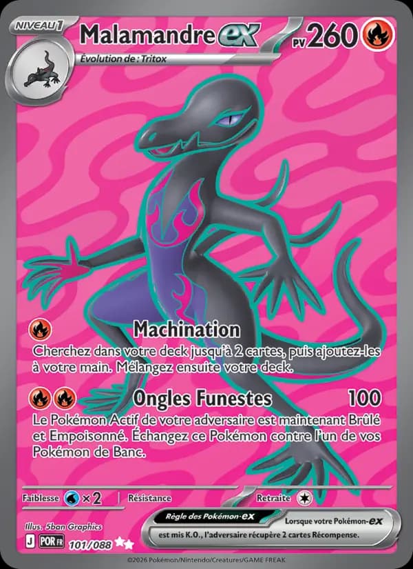 Carte Pokémon Malamandre ex 101/088