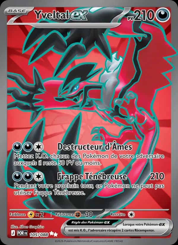 Carte Pokémon Yveltal ex 105/088 — Équilibre Parfait