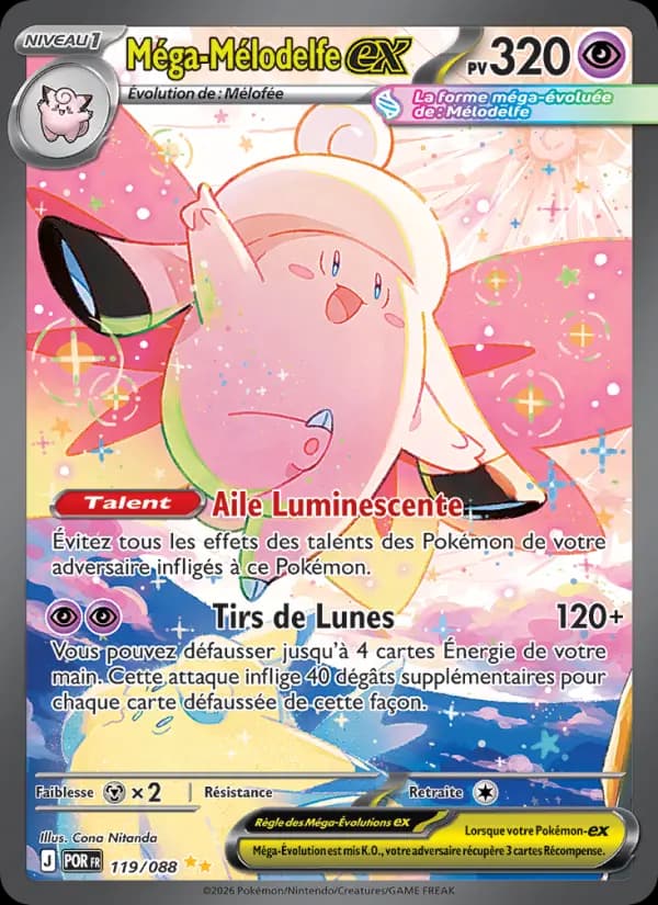 Carte Pokémon Méga-Mélodelfe ex 119/088 — Équilibre Parfait